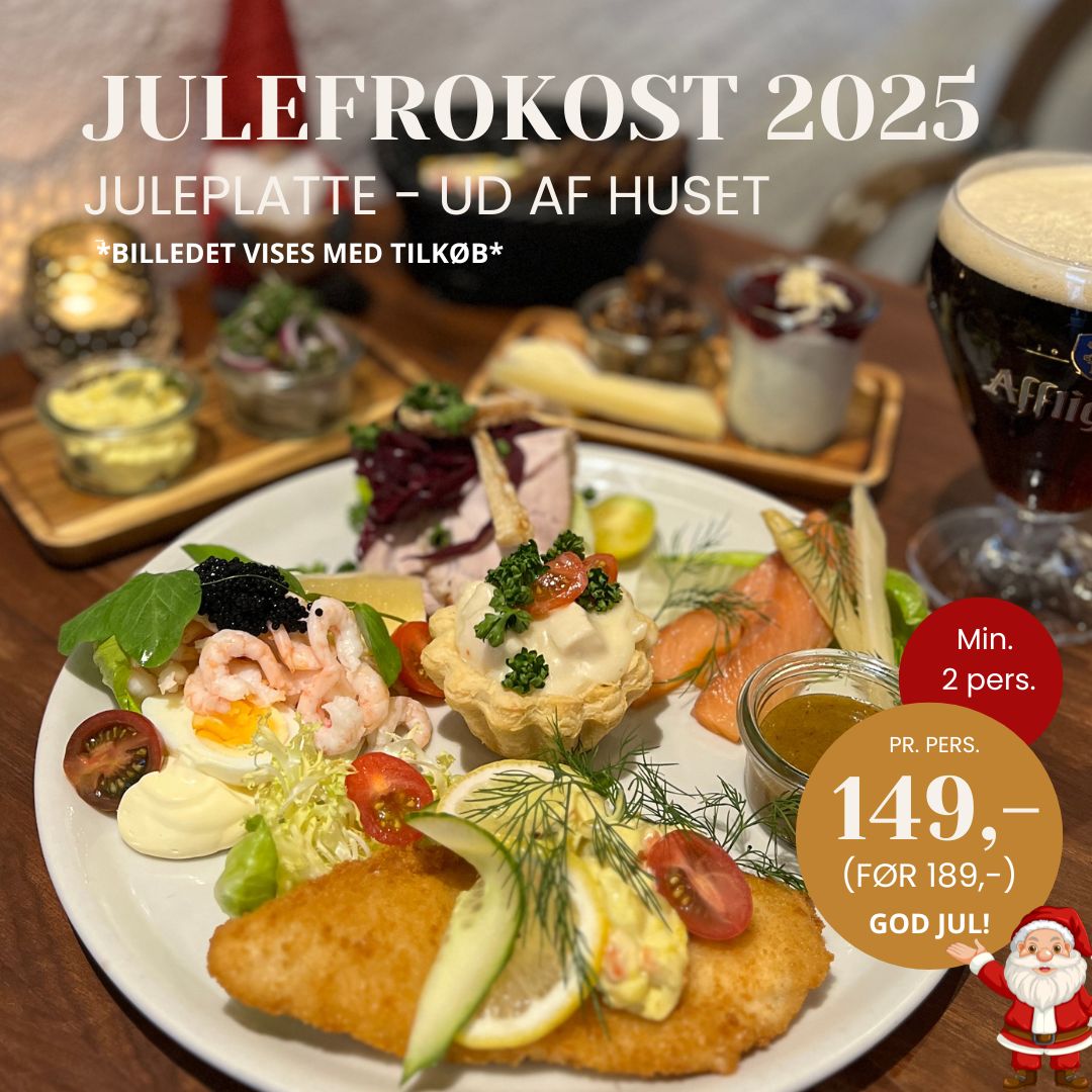 Slap af og forkæl dine gæster med en lækker juleplatte fra Cafe Kræmmerhuset , Ebeltoft.